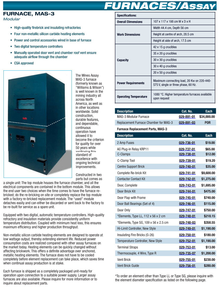 MSA Fire Assay Furnace For Sale