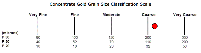 Concentrate Gold Grain Size Classification Scale