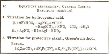 Equation Representing Cyanide Testing Reactions 10