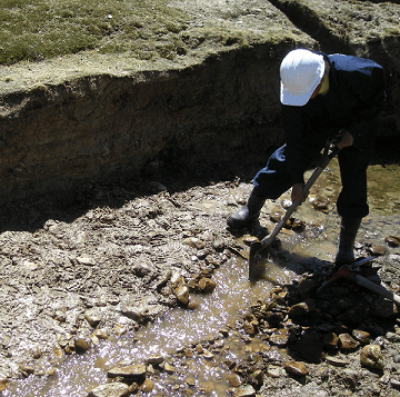 Taking samples by using a shovel