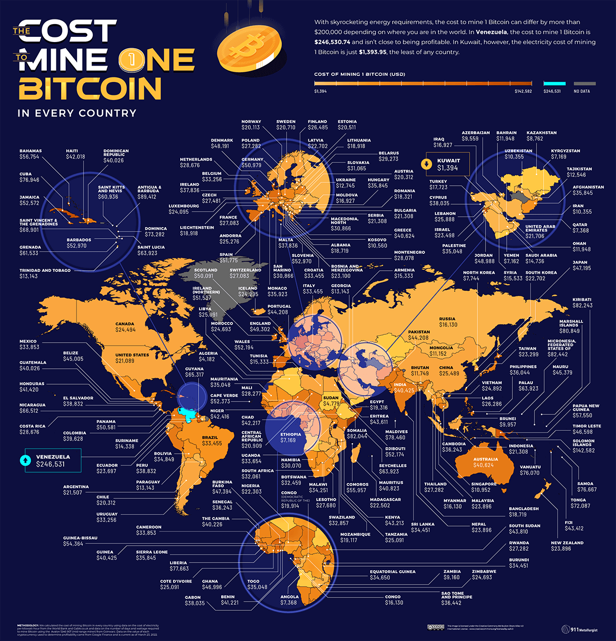 02 Cost to Mine Cryptocurrencies World Map Bitcoin 1