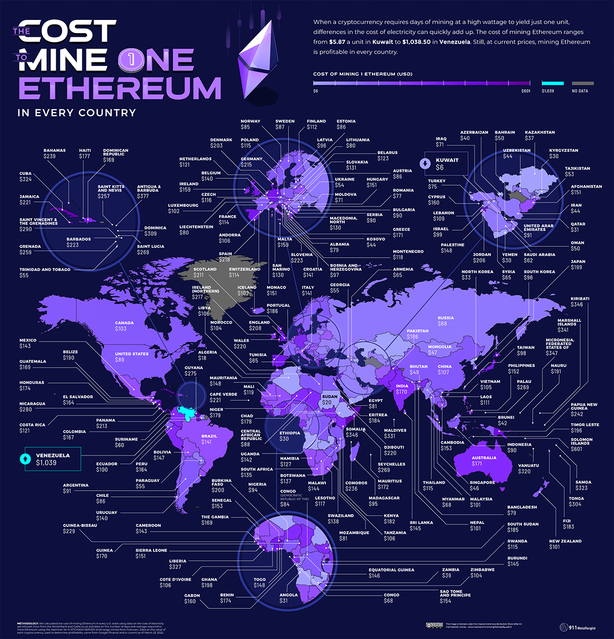 04 Cost to Mine Cryptocurrencies World Map Ethereum