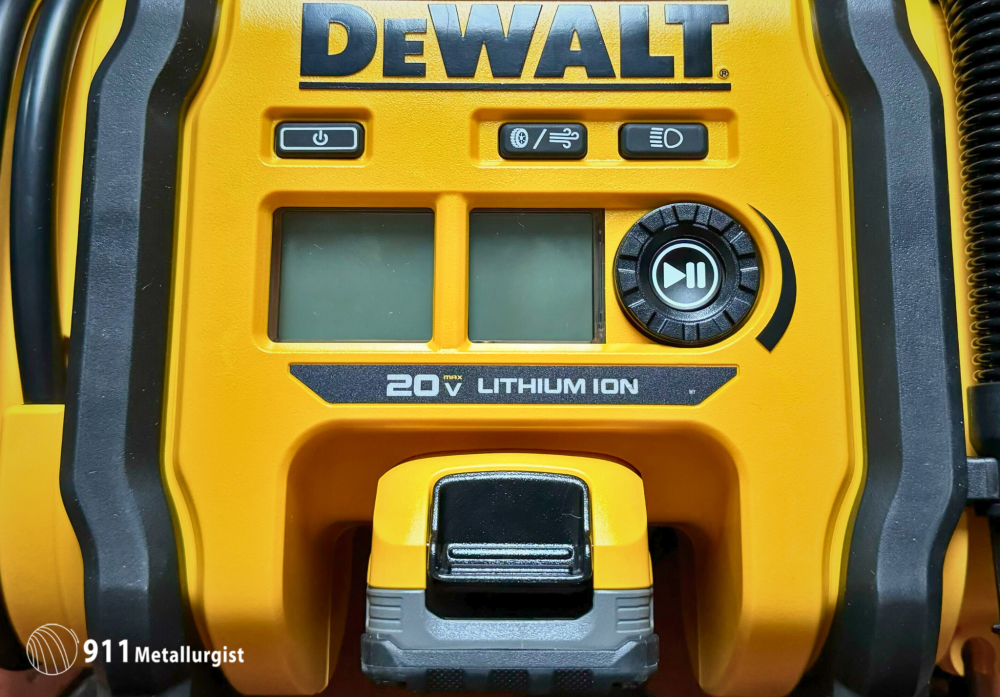 DeWalt DCC020IB 20V Max Cordless Air Compressor Controls