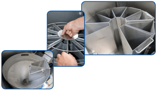 rotary sample splitter compartments and separators