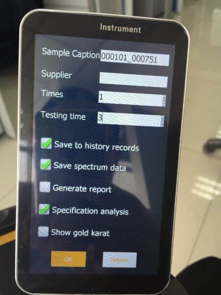 handheld xrf analyzer digital control panel