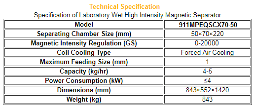 laboratory wet high intensity magnetic separator