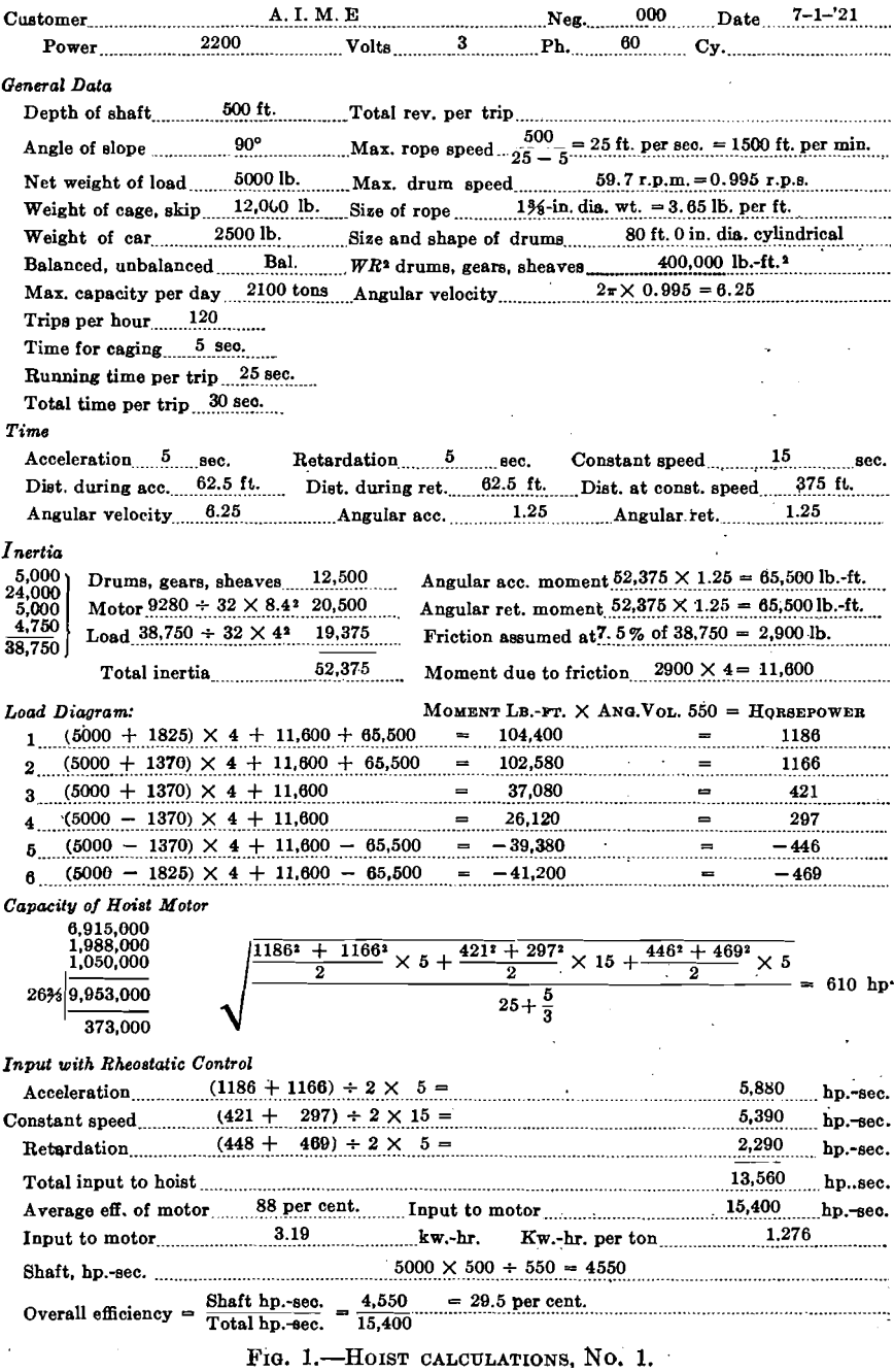 Mine Hoist Equipment Electrical Calculations