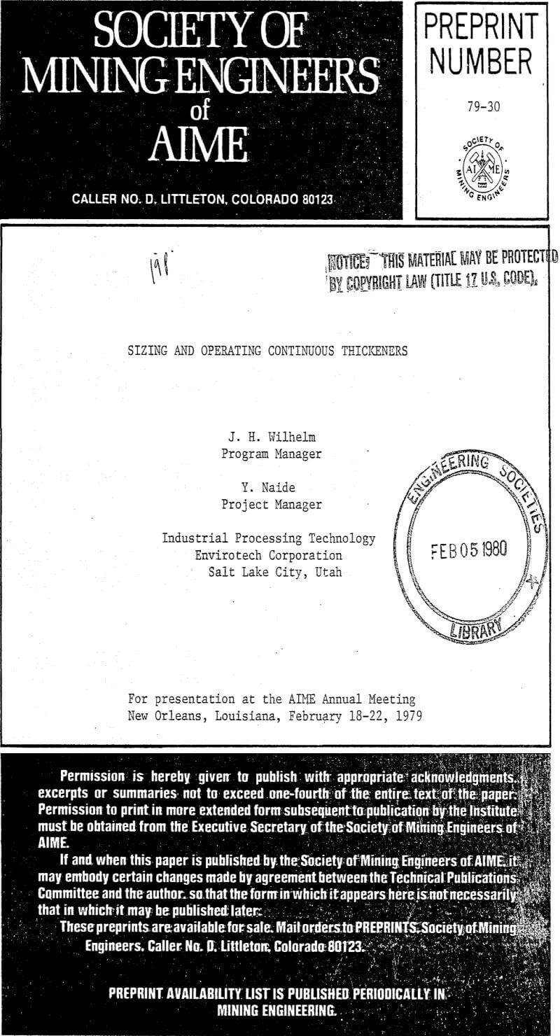 Selecting Thickener Depth Determination