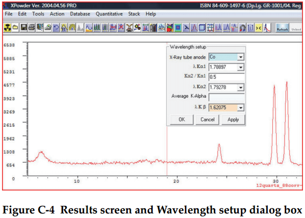 xrd-analyser-results-screen-and-wavelength-setup-dialog-box