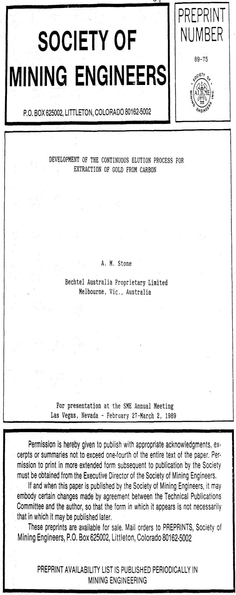 development of the continuous elution process for extraction of gold from carbon