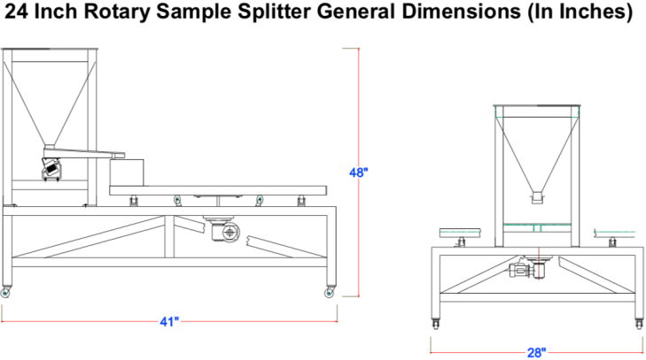 Rotary Sample Splitter General Dimensions